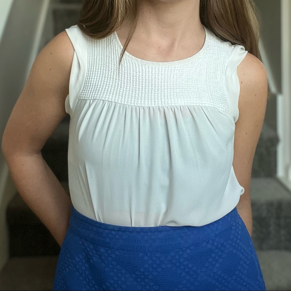 Loft White Flutter Sleeve Blouse